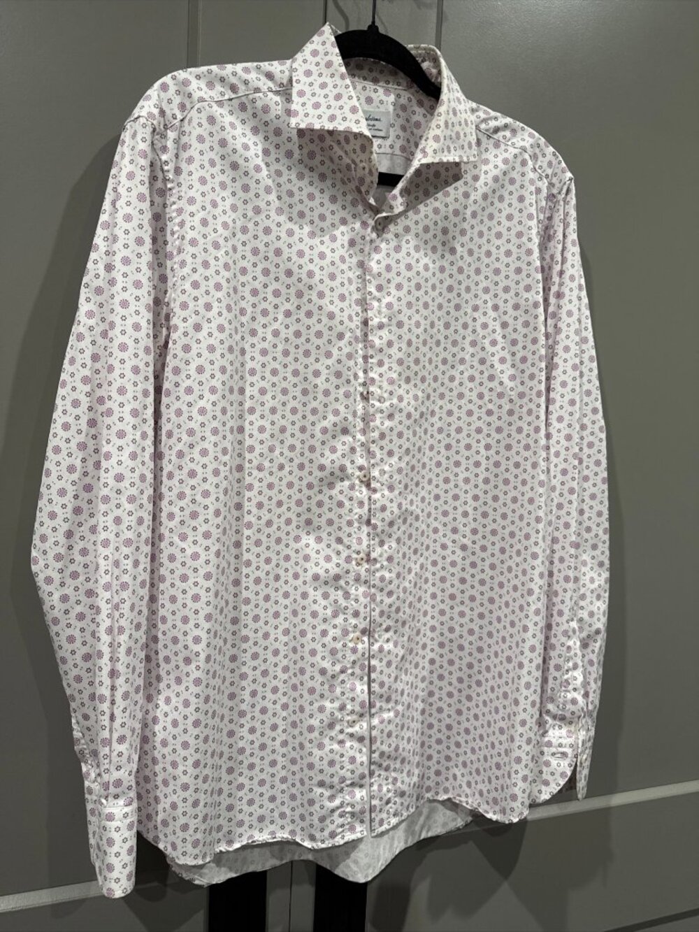 Stenstroms Dress Shirt Sz 42 16.5 iPink/White Floral 100% Two Fold Super Cotton
